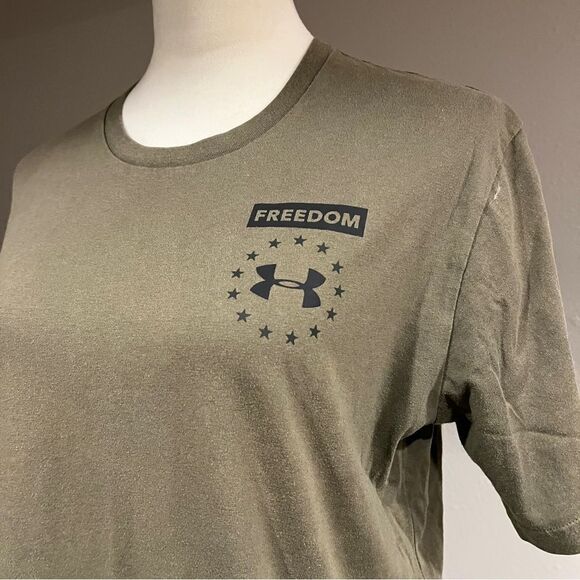 Under armor man freedom military olive green color short sleeve tshirt - Picture 2 of 10